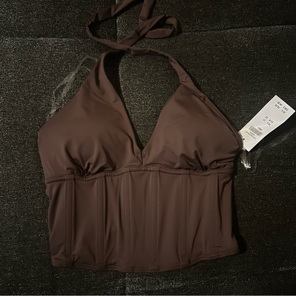 GILLY HICKS- Brown Micro Modal corset top